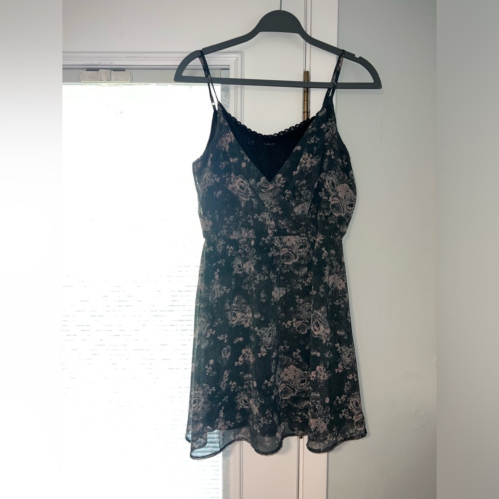 Blue/Gray Floral Summer Mini Dress